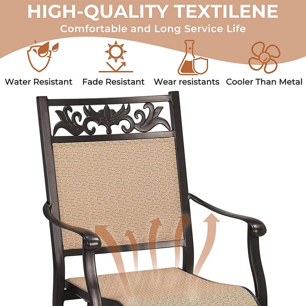 Laurel Canyon Outdoor High-Back Patio Swivel Dining Chairs, Set of 2, Dark Brown