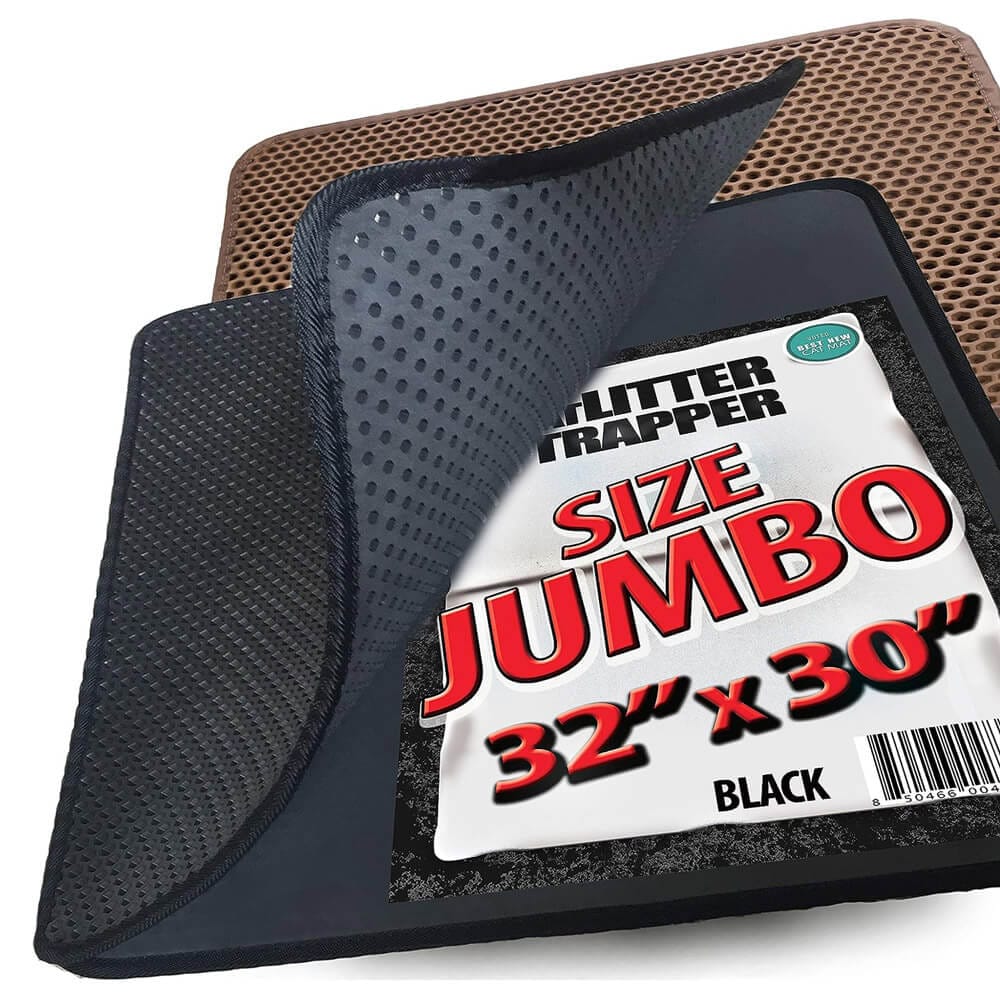iPrimio Jumbo Size Cat Litter Trapper Mat, 32” x 30”, Black