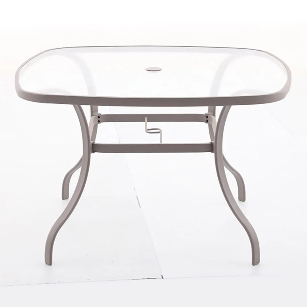 44" Square Aluminum Patio Table with Glass Top