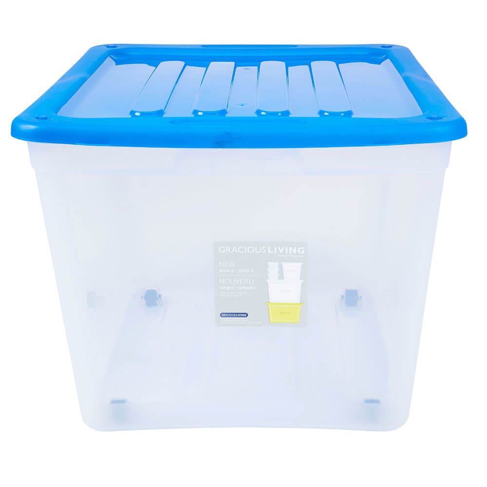 Gracious Living Stackable Storage Tote with Wheels, 80 L