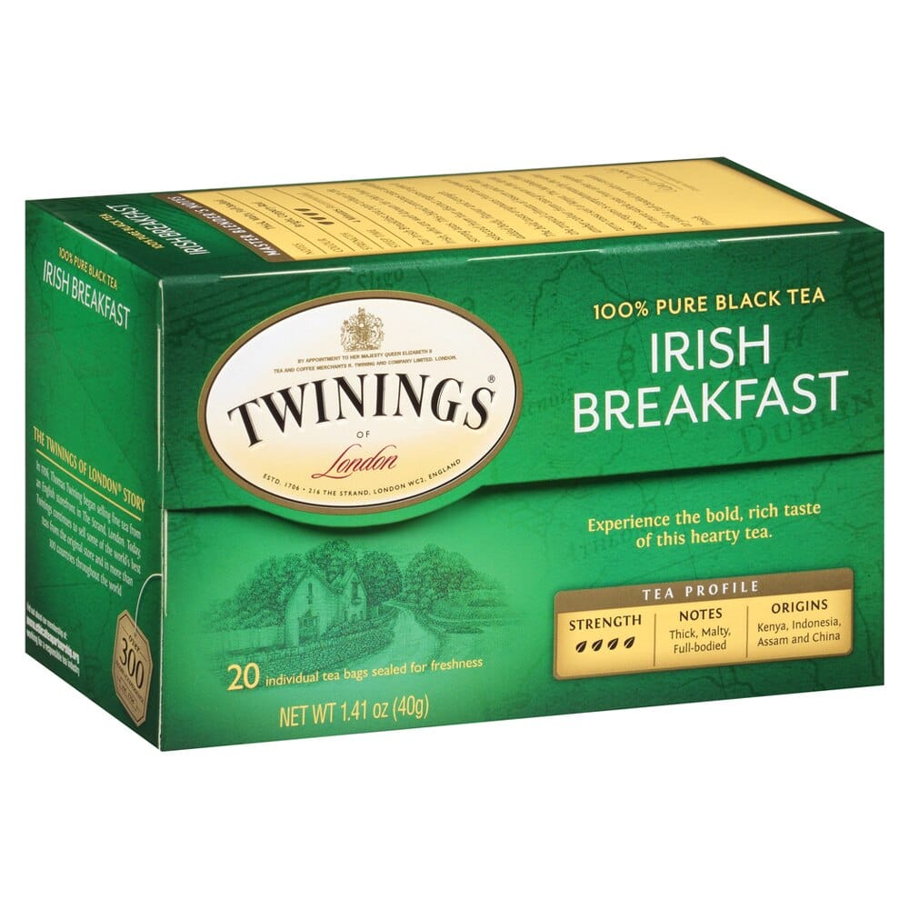 Twinings of London Irish Breakfast Black Tea Bags, 20 Count