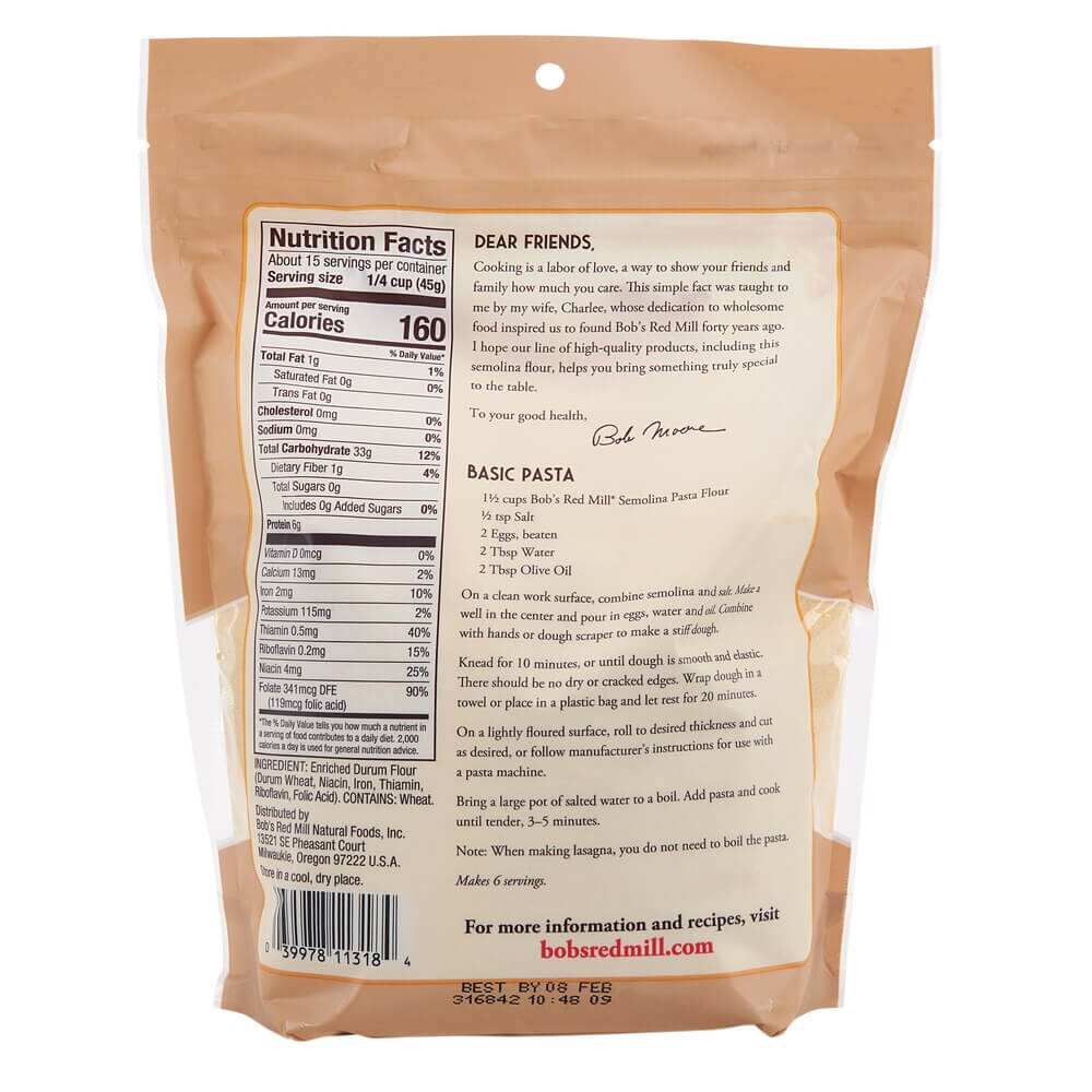 Bob's Red Mill Semolina Pasta Flour, 24 oz