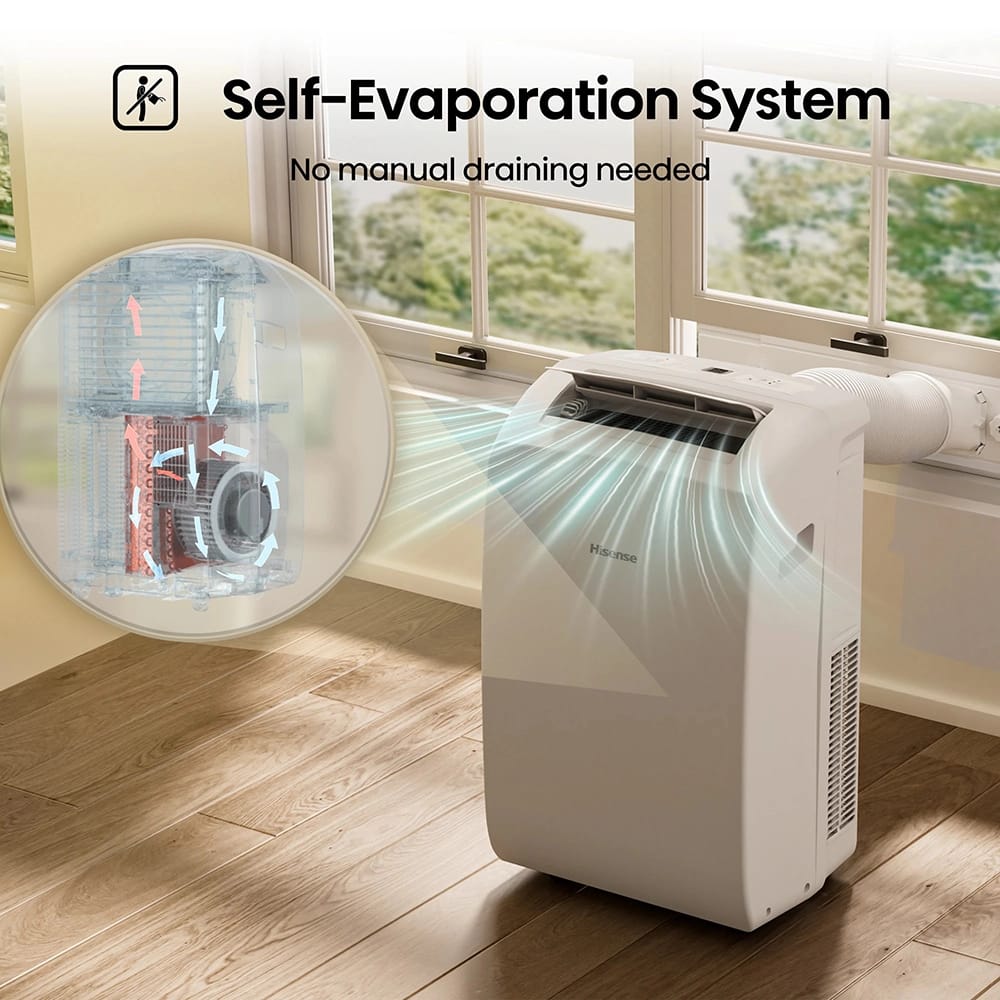 Hisense 10000 BTU Vented Small Portable Air Conditioner, White (Factory Refurbished)