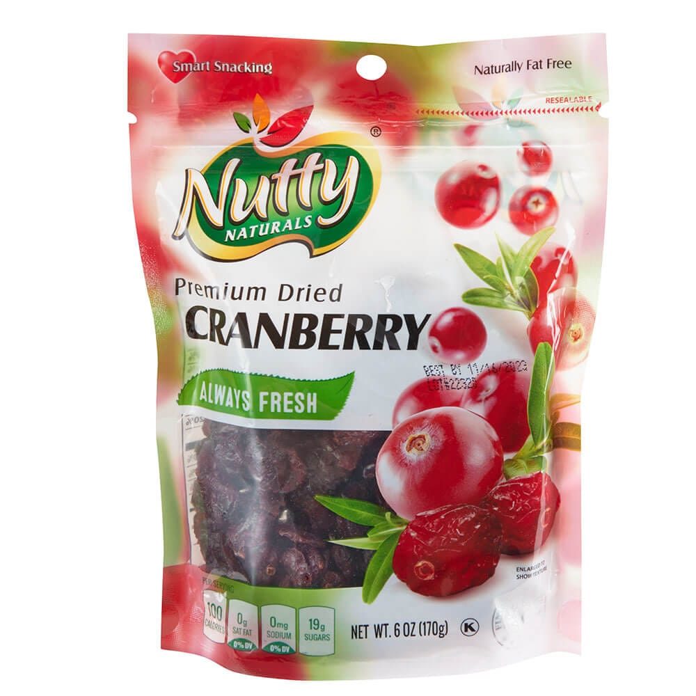 Nutty Naturals Premium Dried Cranberries, 6 oz