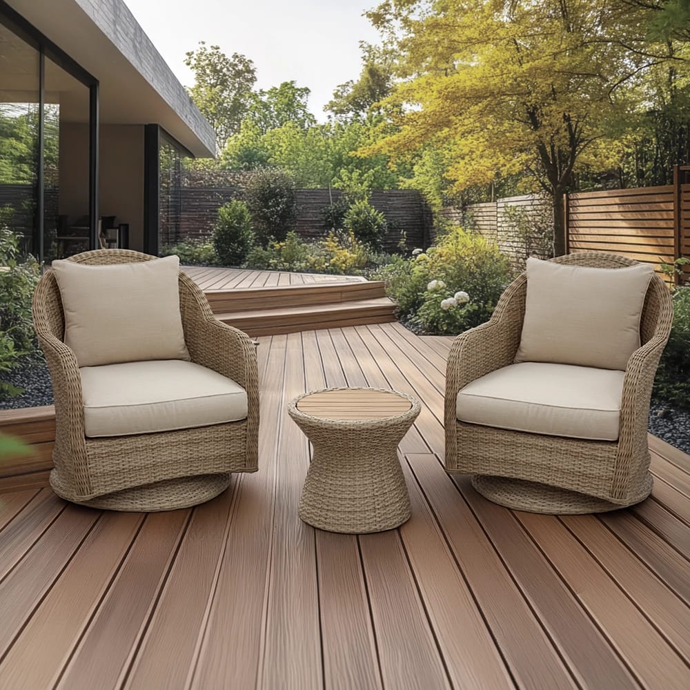 3-Piece Resin Wicker Swivel Bistro Set
