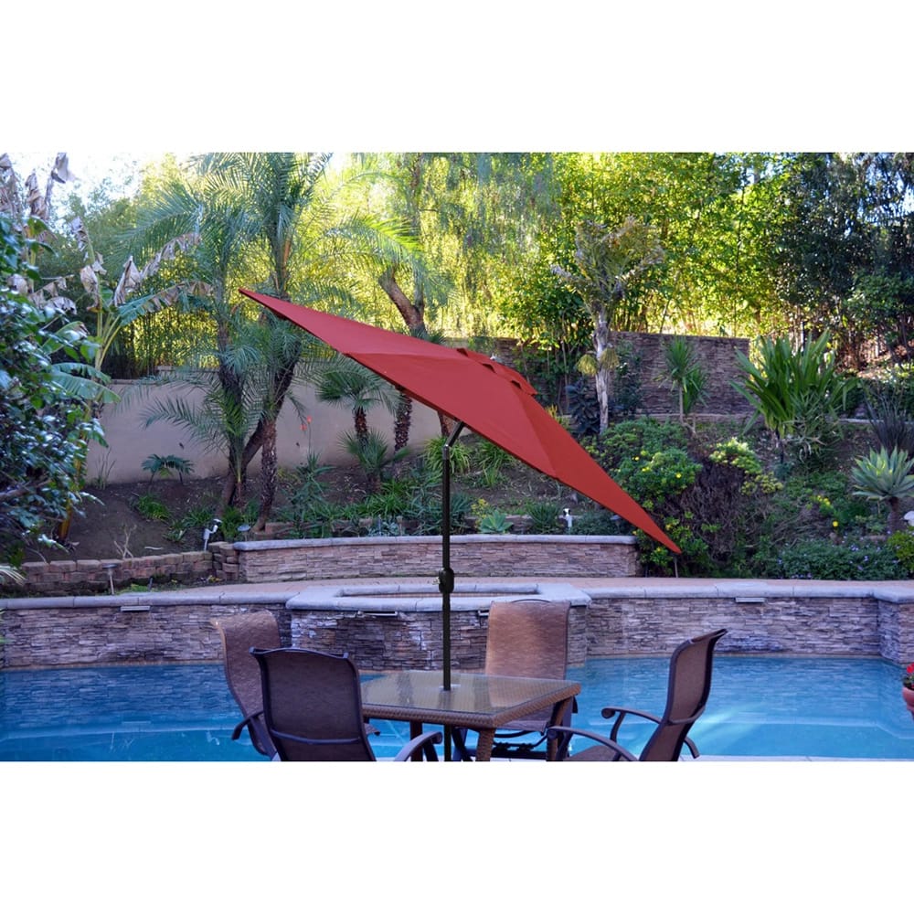 Jeco 9' Aluminum Patio Market Umbrella with Tilt and Crank, Burgundy/Black