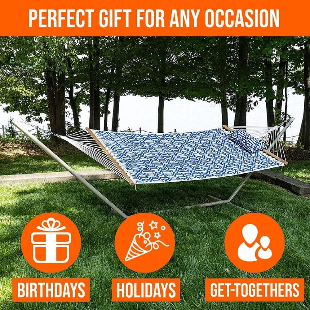 Castaway Living Quilted Hammock with Stand, Navy