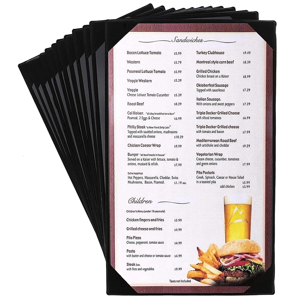 Juvale Restaurant Menu Cover Holders, Black, 12 Pack