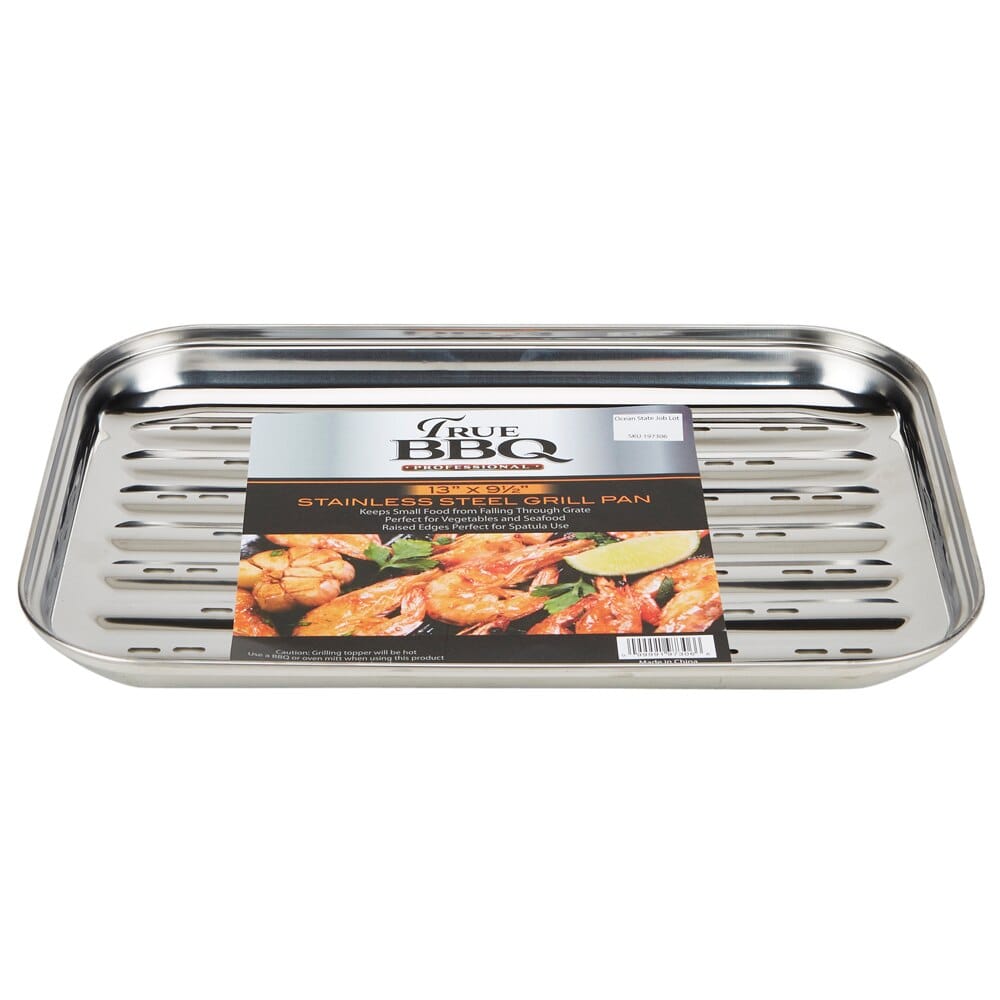 True BBQ Professional Stainless Steel Grill Pan, 13" x 9.5"