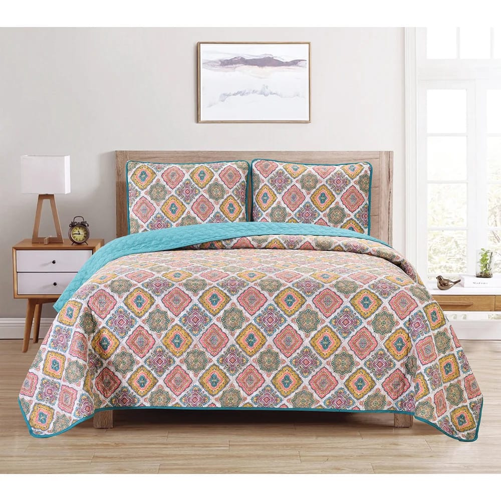 Dan River Full/Queen Printed Quilt Set, 3 Piece