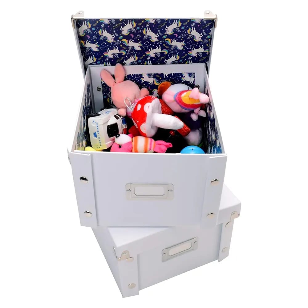 Snap-N-Store Small Storage Box, White/Unicorn, 2 Pack