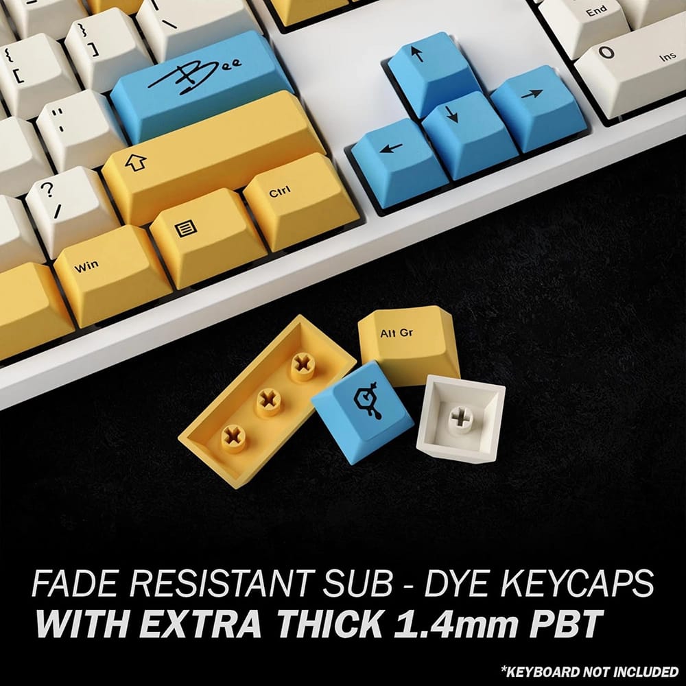 HK Gaming Custom Keycaps, Yellow/Blue