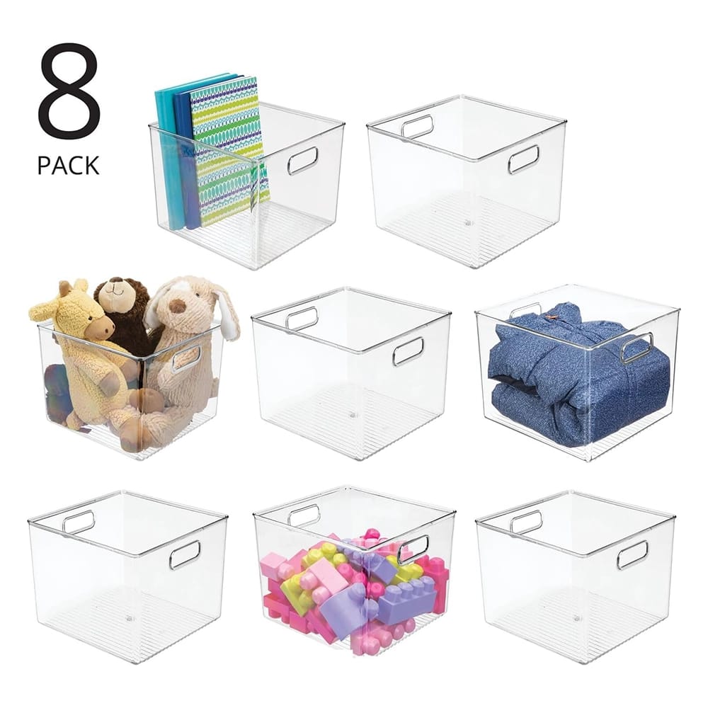 mDesign Plastic Deep Storage Organizer Bin, 8 Pack