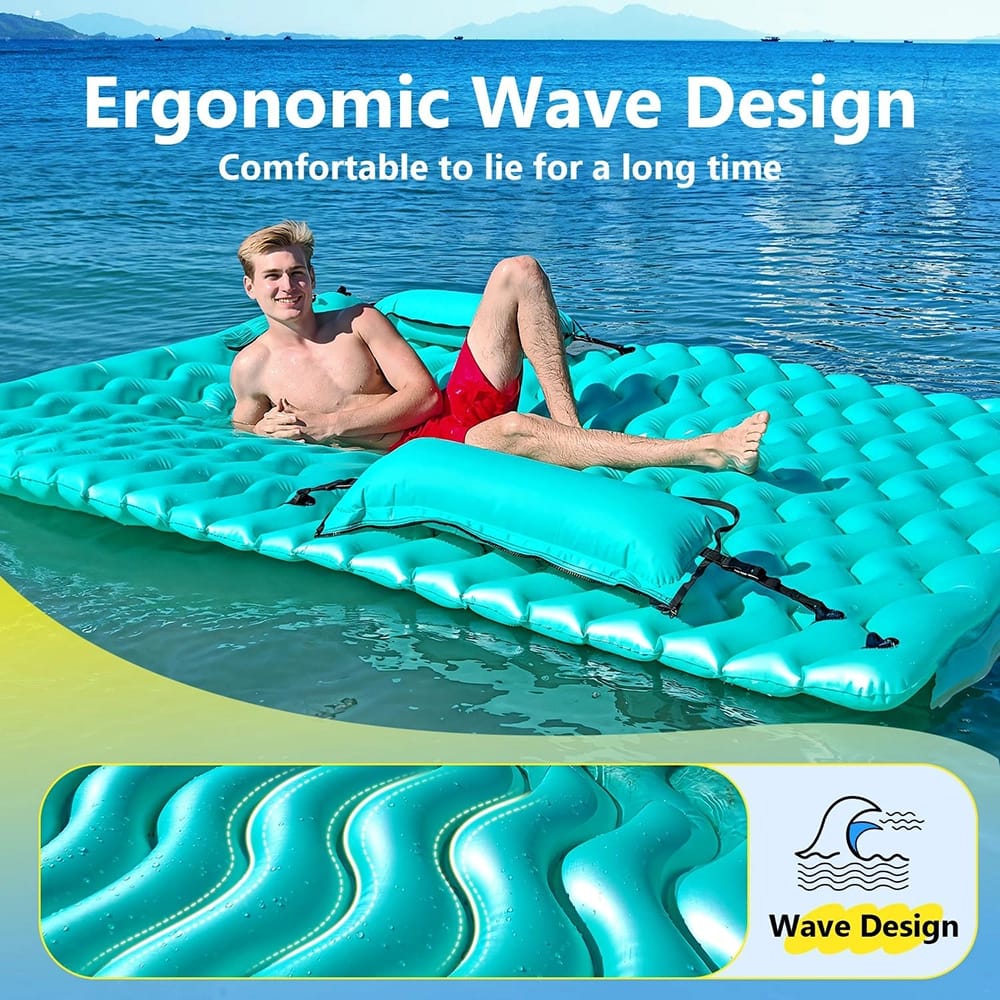 Sunrio 102" x 72" Inflatable Floating Mat, Green