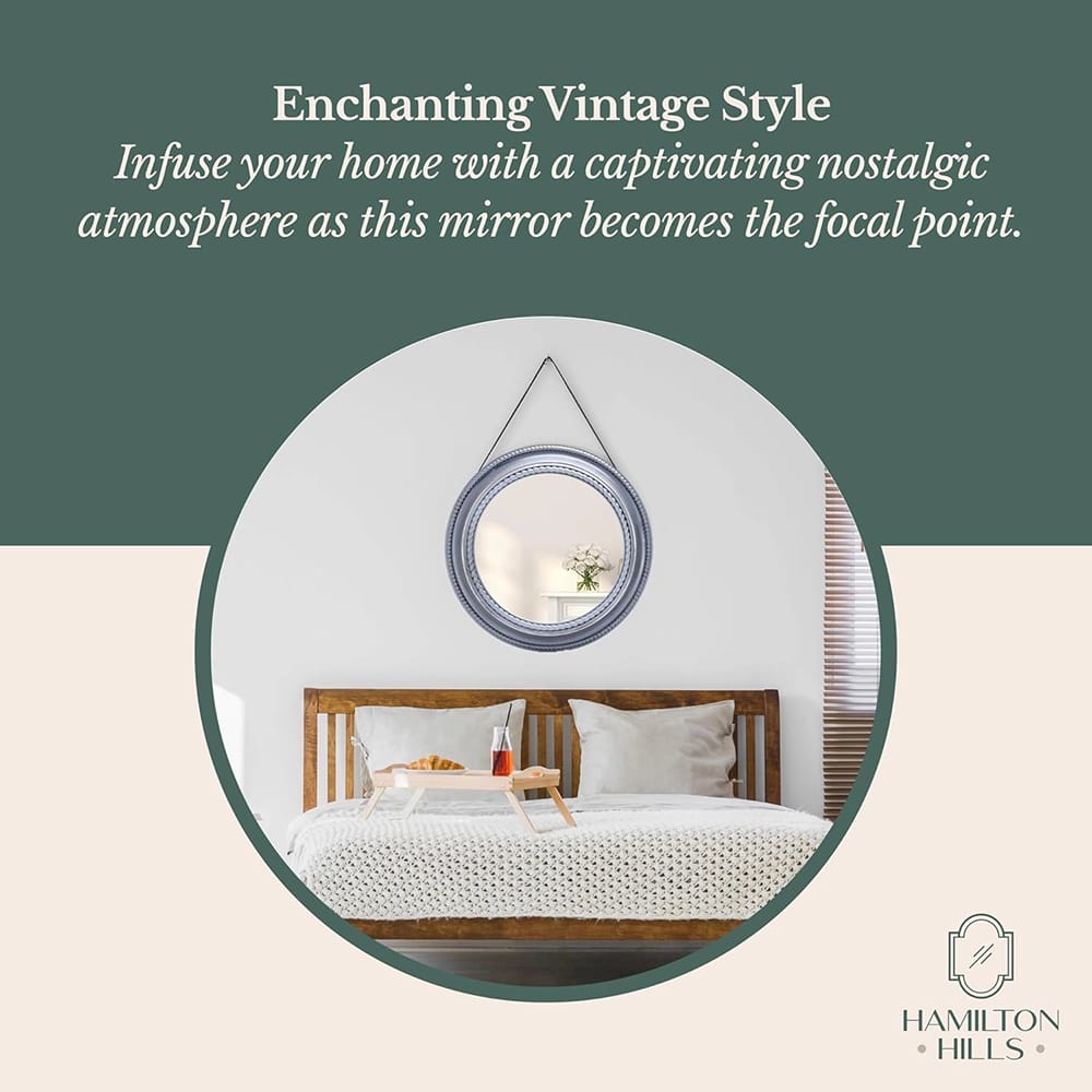 Hamilton Hills 20" Rustic Round Mirror, Gray