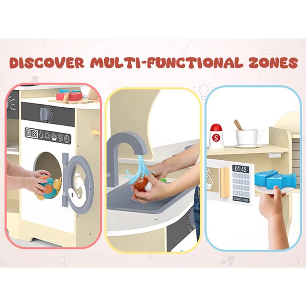 X-Large Wooden Kids Play Kitchen, Yellow