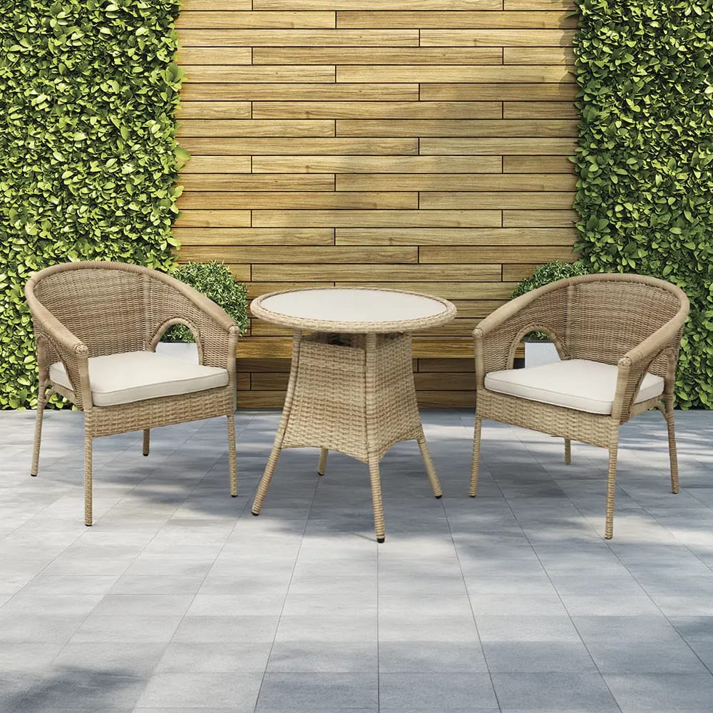 3-Piece Resin Wicker Bistro Set, Tan