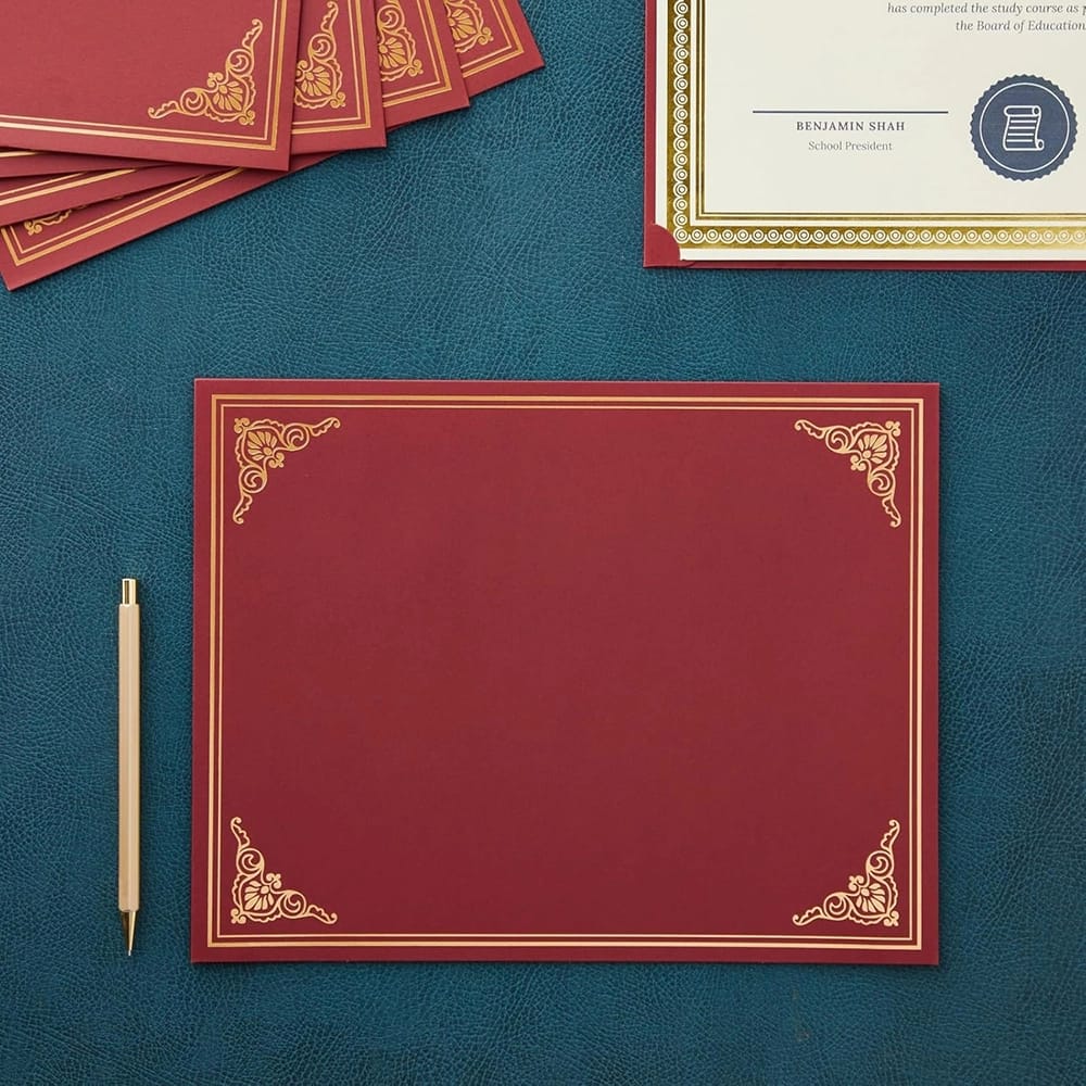 Best Paper Greetings Certificate Holders, Burgundy, 12 Pack