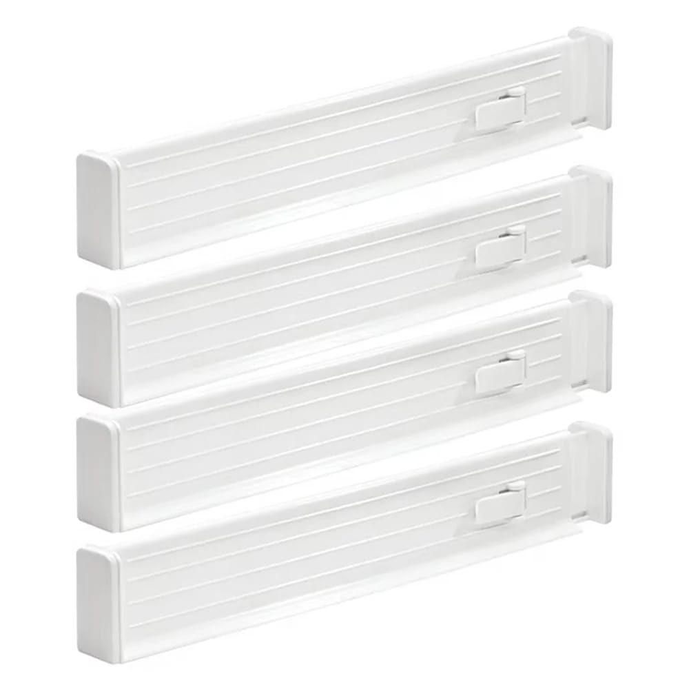 mDesign Adjustable Dresser Drawer Divider, White, 4 Pack