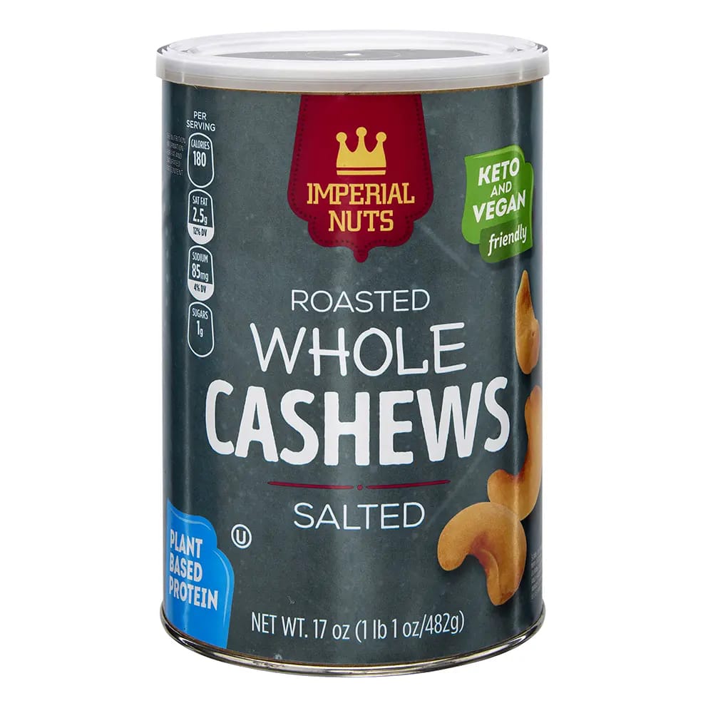 Imperial Nuts Roasted Whole Cashews, Salted, 17 oz.