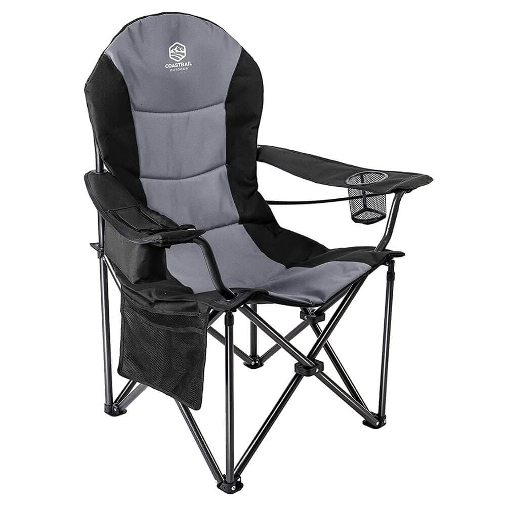 600D Oxford Folding Camping Chair With Cup Holder, Outdoor Cushion