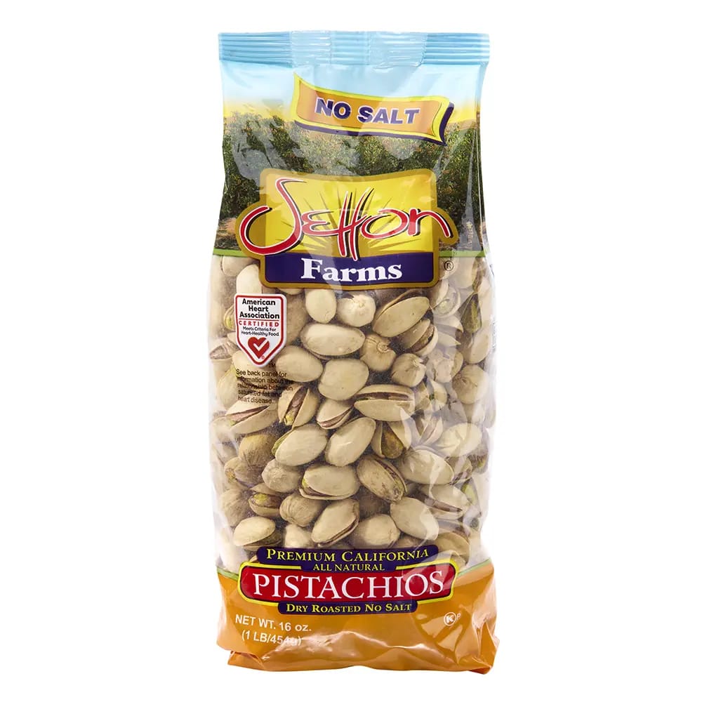 Setton Farms Dry Roasted Pistachios, No Salt, 16 oz.