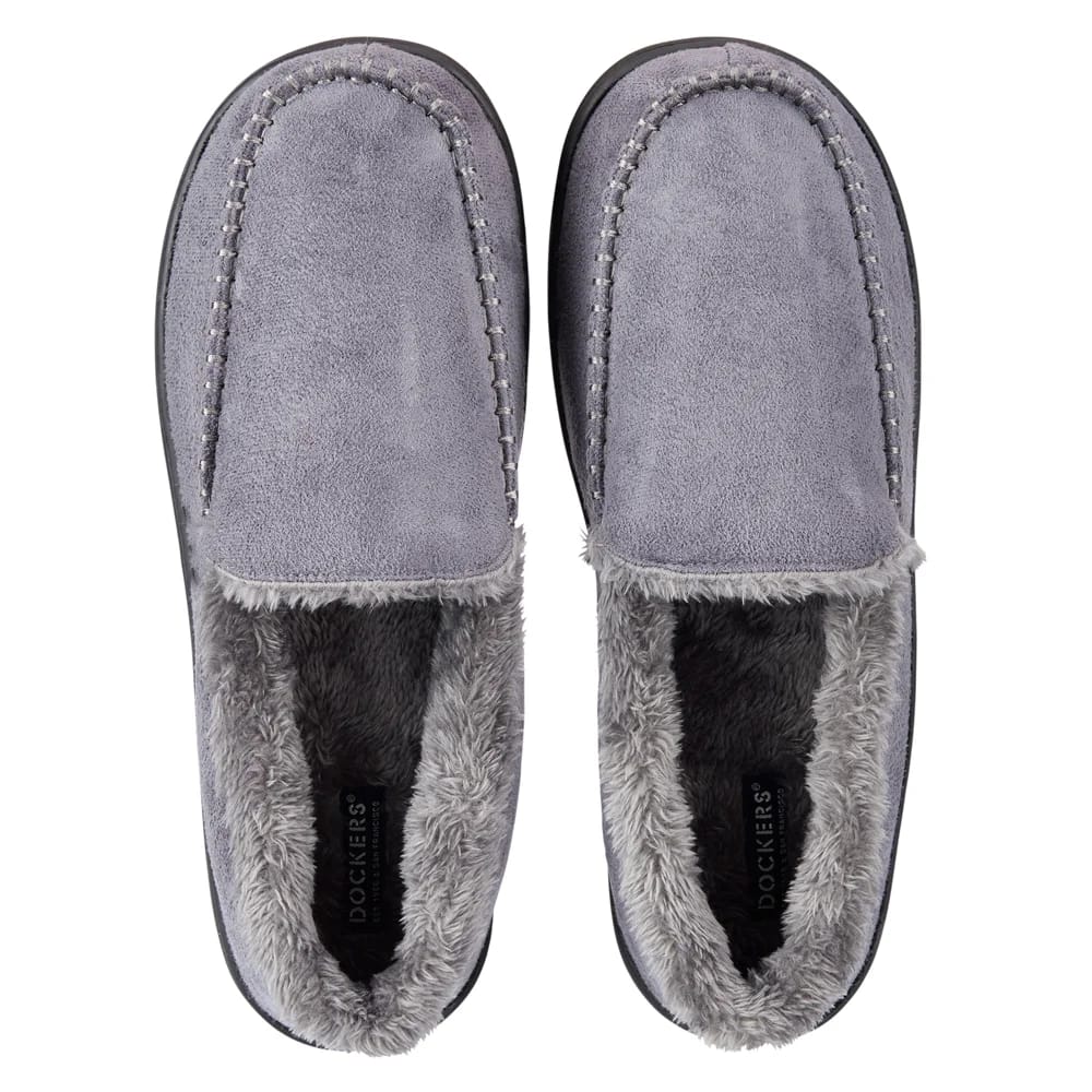 Dockers Men's Microsuede Boater Moccasin Slippers, Gray