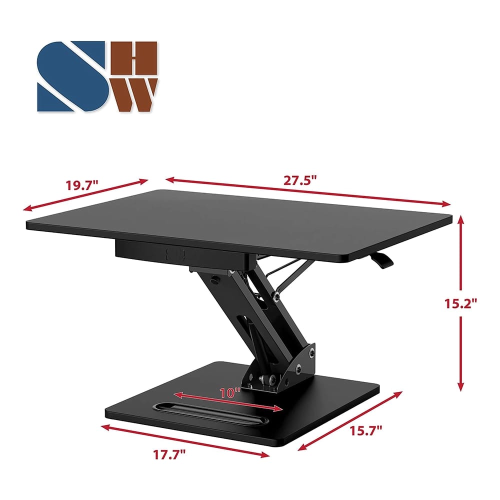SHW 28" Over Desk Height Adjustable Standing Desk, Black