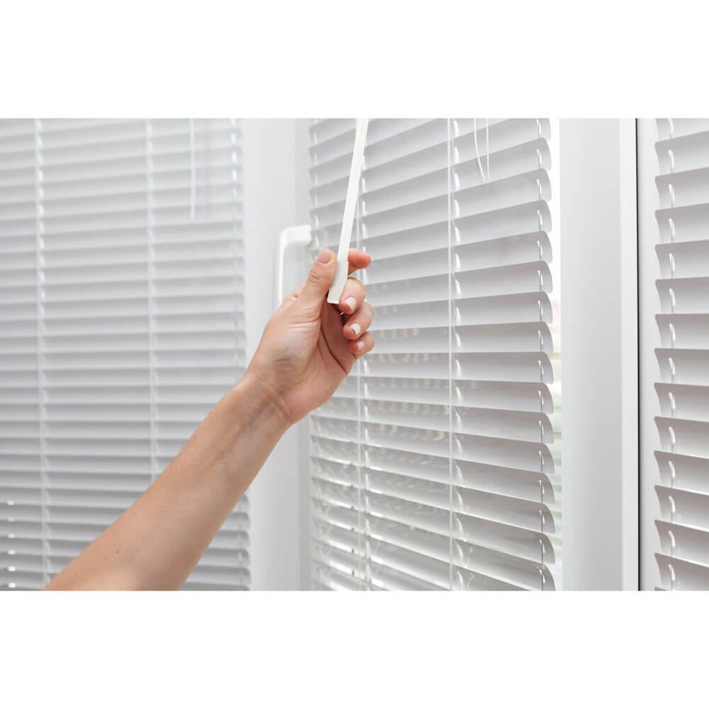 Home Basics Cordless Light Filtering Vinyl Mini Blinds, White, 23" x 64"