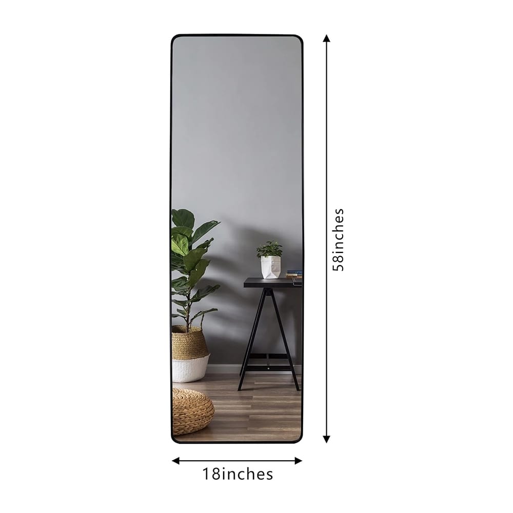 Hamilton Hills Rounded Corner Full Length Standing Mirror, Black, 18" x 58"