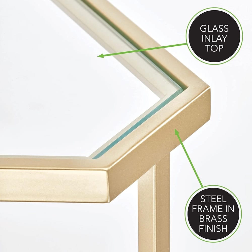 mDesign Triangle Accent Table, Brass, Set of 2