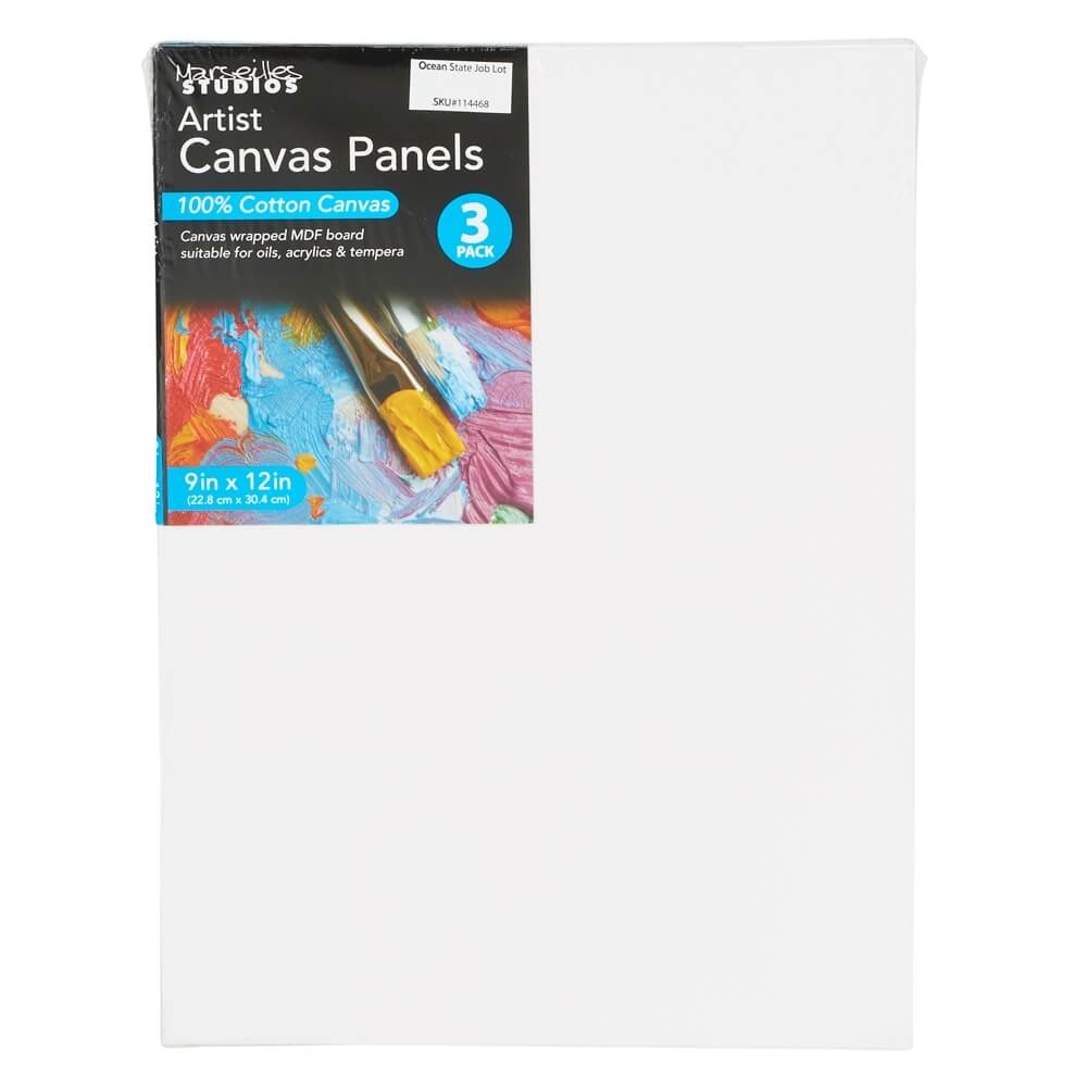 Marseilles Studios Cotton Artist Canvas Panel, 9" x 12", 3-Count