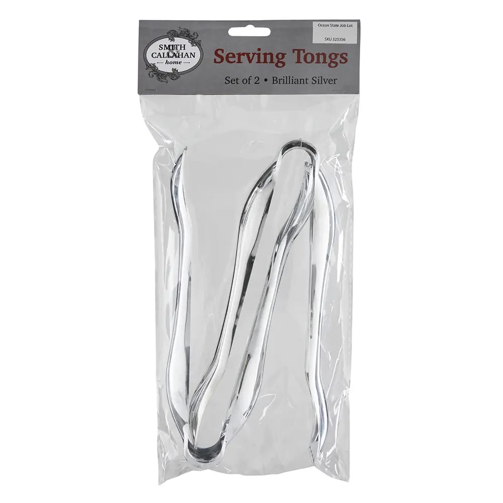 Smith & Callahan Silver Plastic Serving Tongs, 2pk.