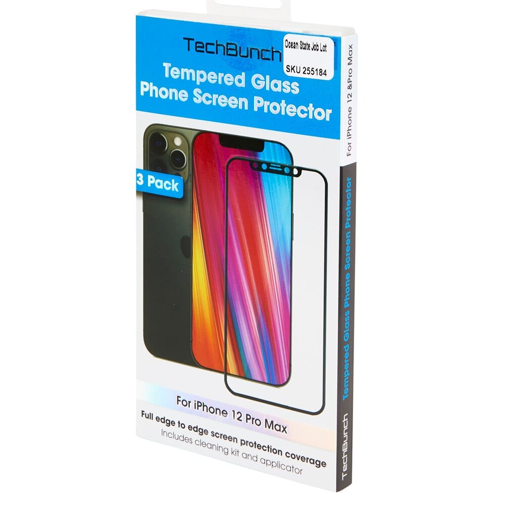 TechBunch Tempered Glass iPhone 12 Pro Max Screen Protectors, 3 Count