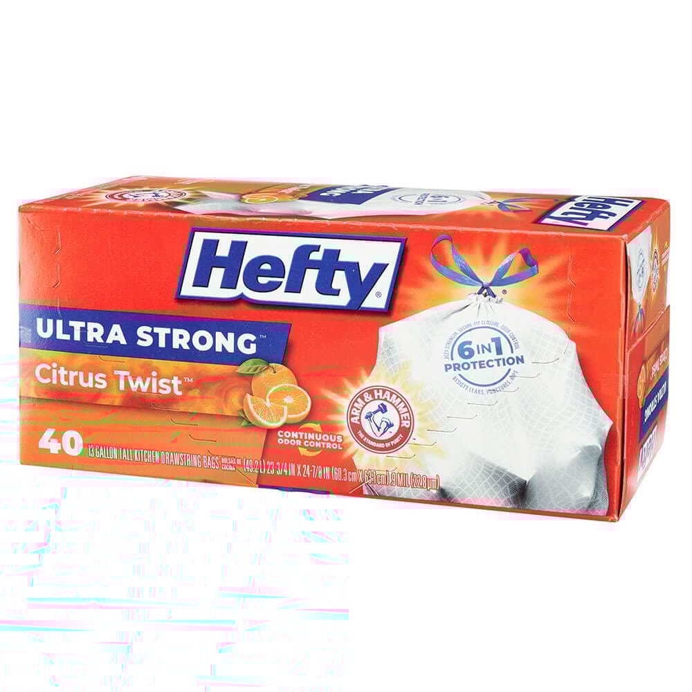 Hefty Ultra Strong Citrus Twist 13 Gallon Trash Bags, 40 Count