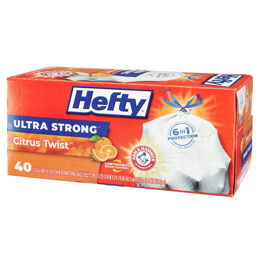 Hefty Ultra Strong Citrus Twist 13 Gallon Trash Bags, 40 Count