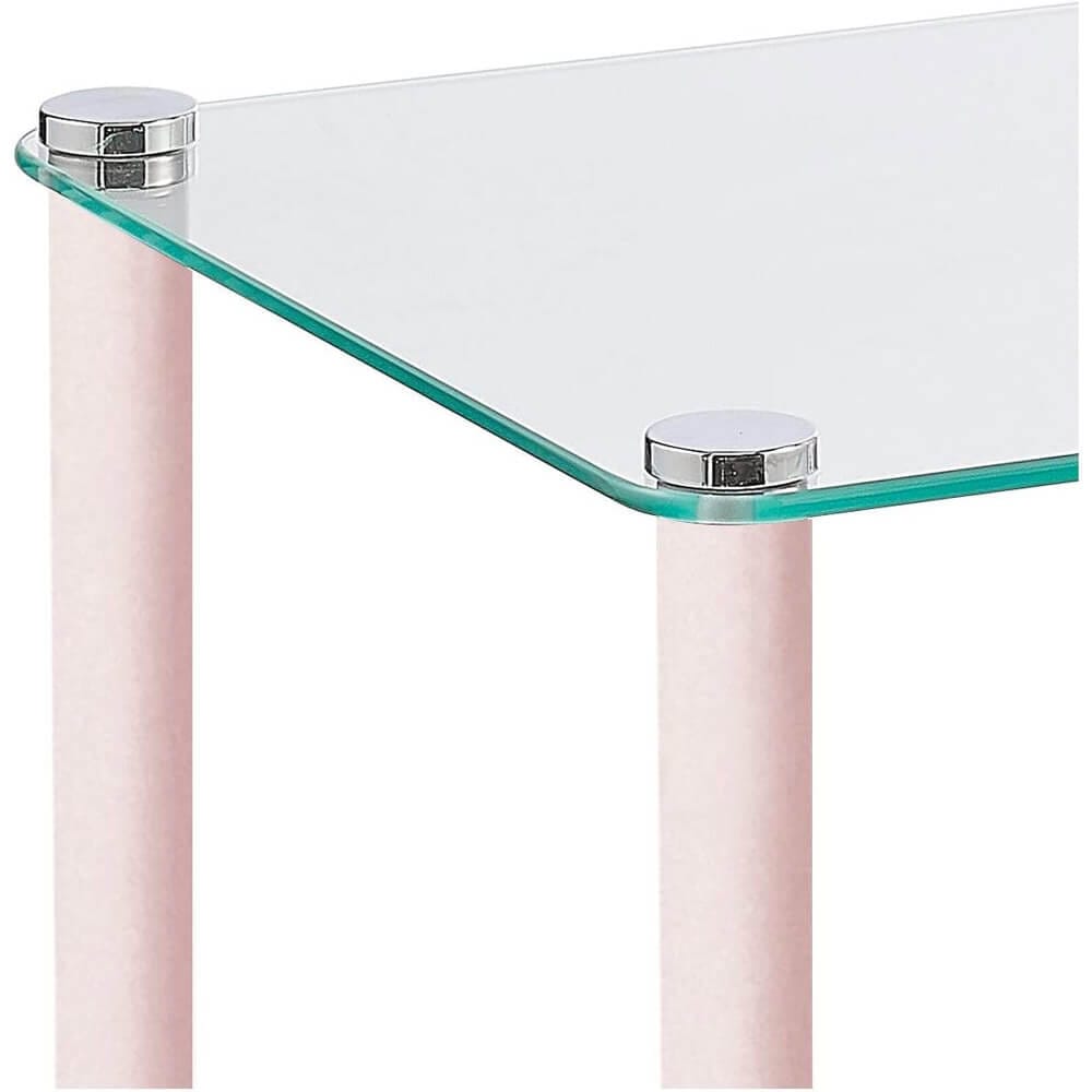 mDesign Metal/Glass 3-Tier Narrow Shelving Display Unit, Light Pink/Clear