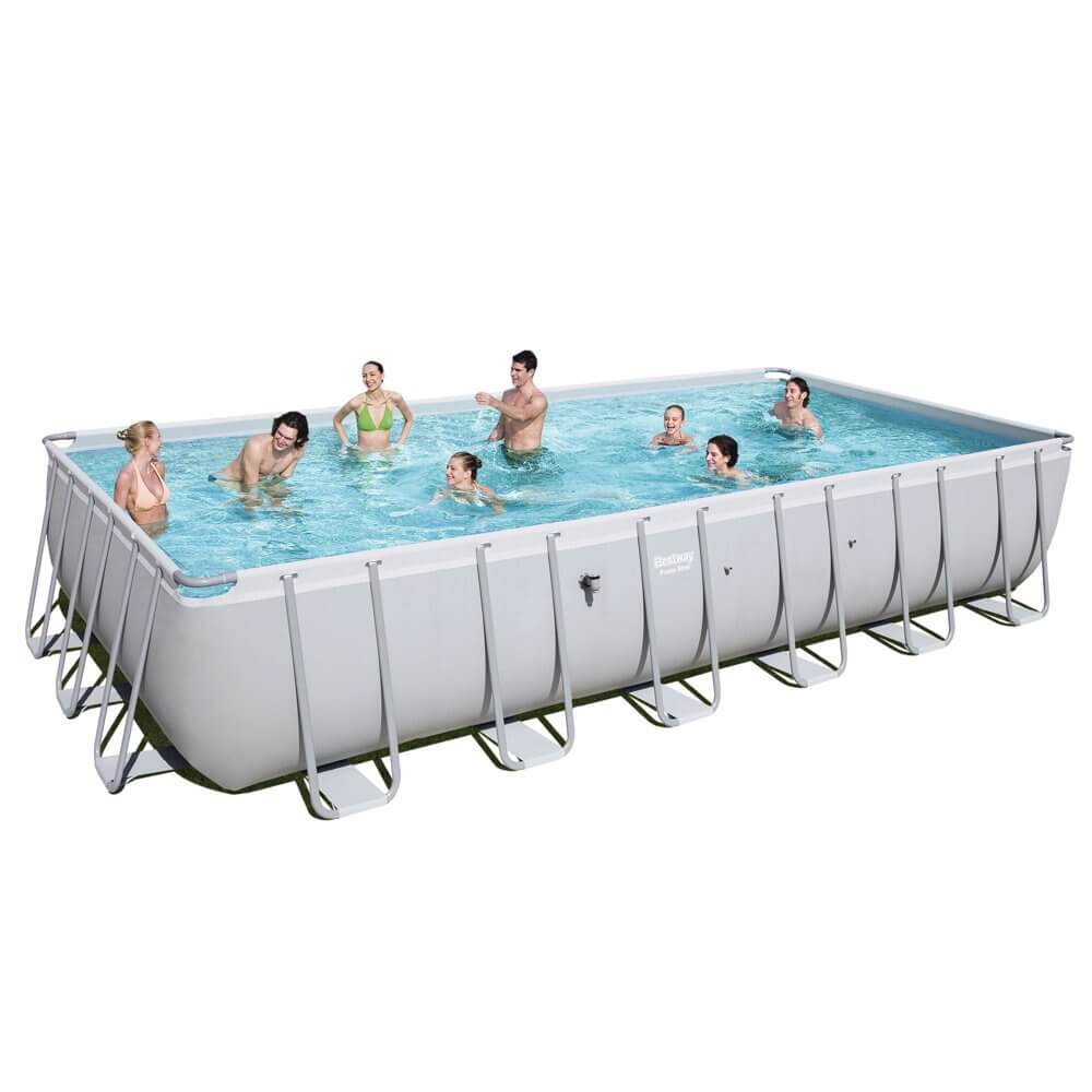 Bestway 24' x 12' x 52" Rectangular Above Ground Swimming Pool Set with Pump