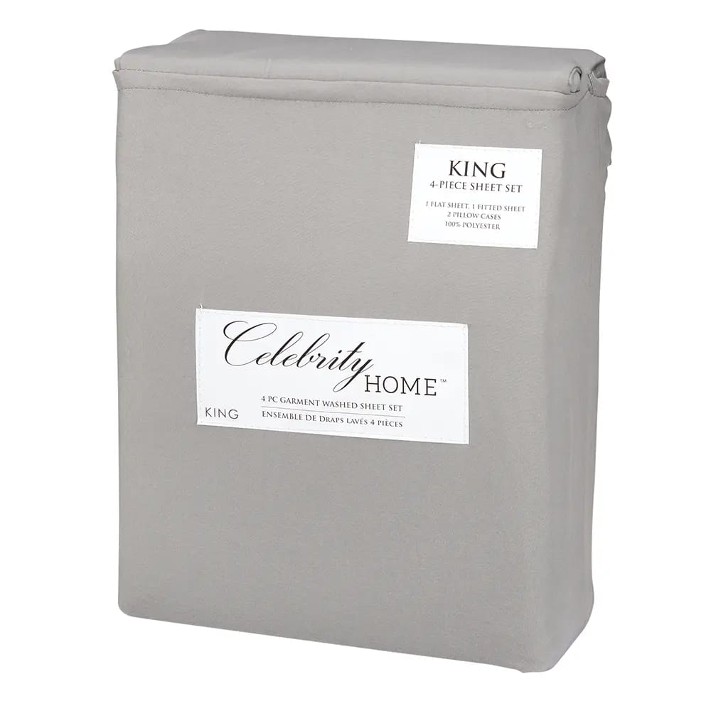 Celebrity Home SheetSet, 4pc, King, Grey