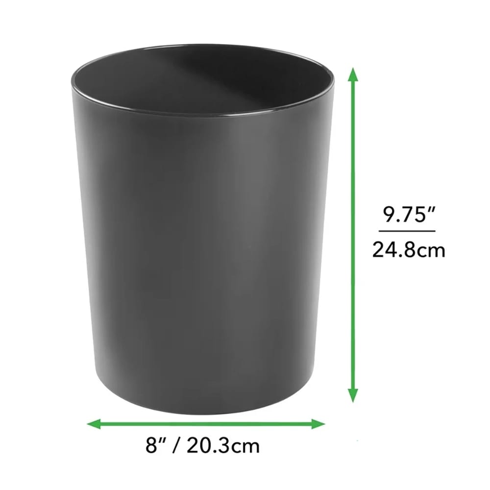 mDesign Plastic Bowl Brush and Trash Can, Black