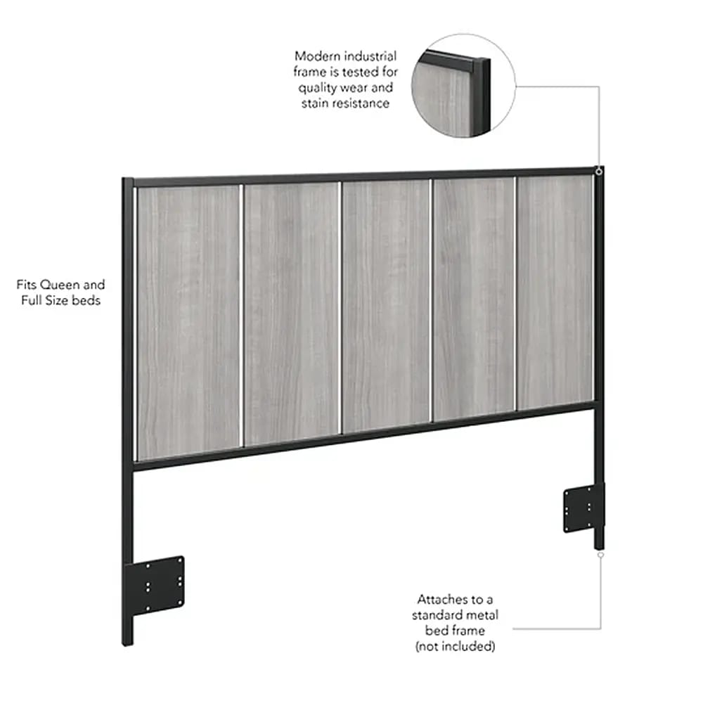 Bush Home Atria Size Headboard, Platinum Gray, Full/Queen
