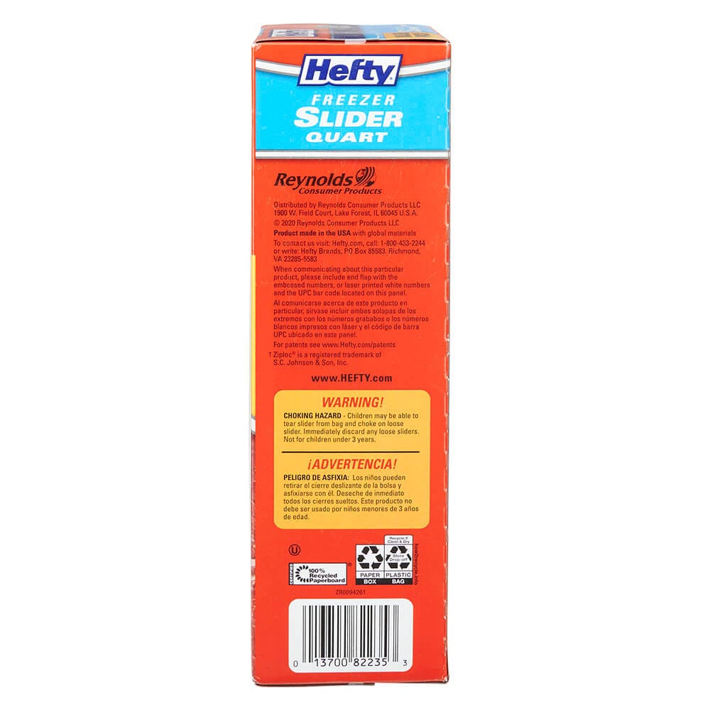 Hefty Freezer Quart Slider Bags, 35 Count