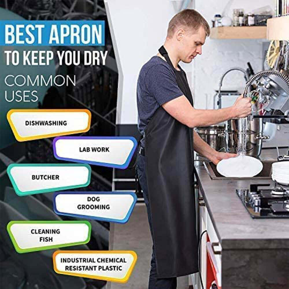 Aulett Home 35" Waterproof Vinyl Aprons, 2-Pack, Black