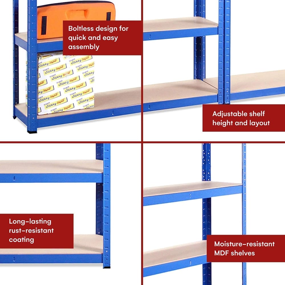 G-Rack 5-Tier Garage Shelving Unit, 25" x 12" x 71", Blue