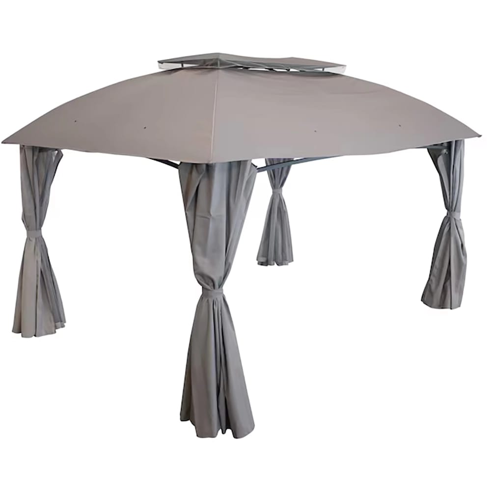 Sunnydaze 10' x 13' Soft Top Patio Gazebo with Screens and Privacy Walls, Gray