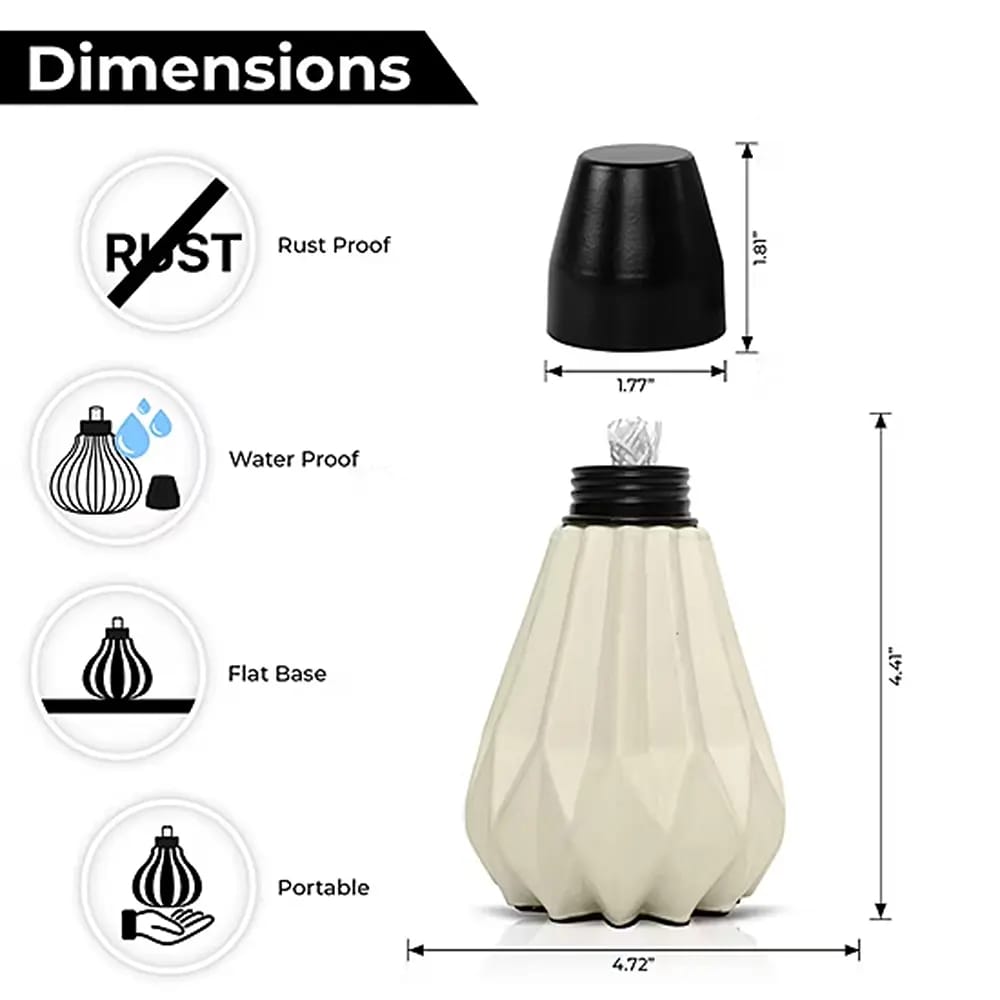 Decorative Glass Pineapple Table Torch, 4 Pack, White/Green