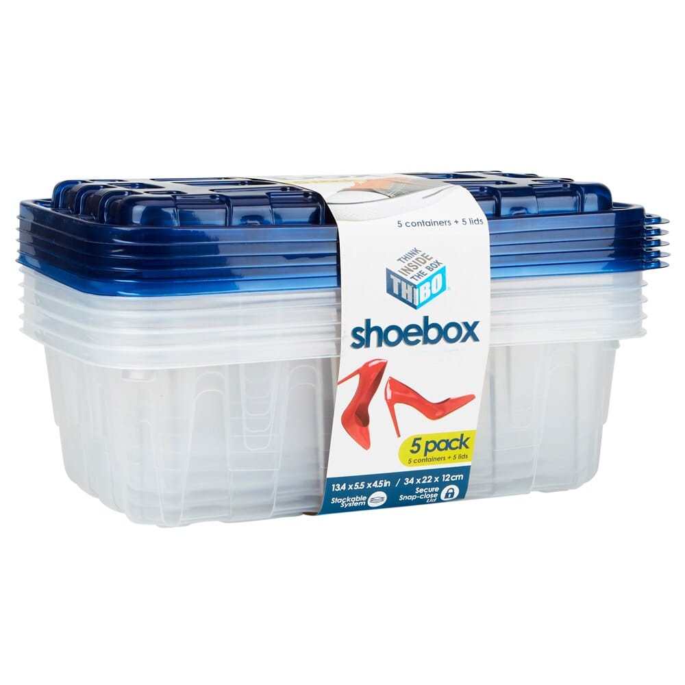 Storage Shoeboxes with Lids, 5-Count