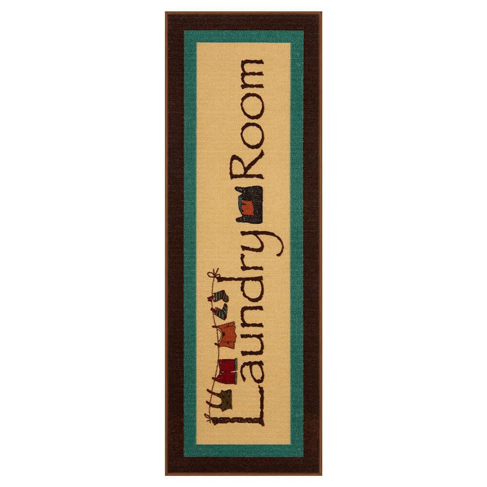 Machine Washable 20" x 59" Laundry Room Rug with Non-Slip Rubber Backing