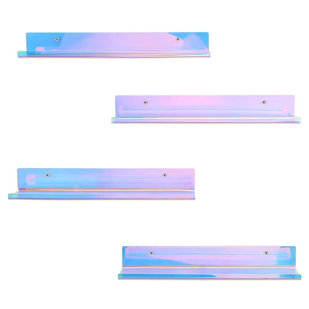 Whole Housewares Acrylic Iridescent Floating Shelves, 4 Pack