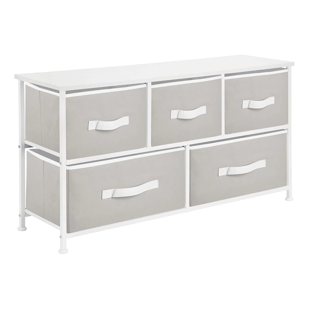 mDesign 5-Drawer Storage Unit, Light Gray/White